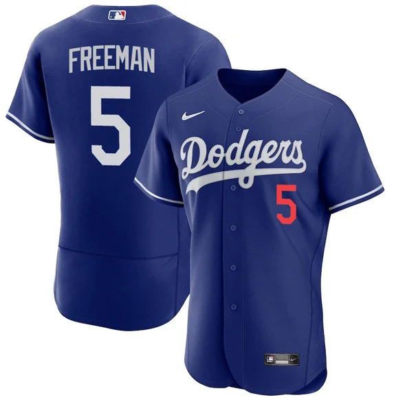 Men Los Angeles Dodgers 5 Freddie Freeman Blue Flex base Trade 2022 MLB Jersey
